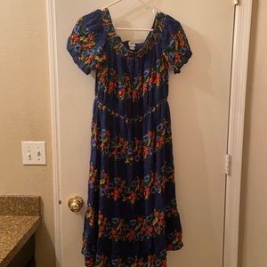Old Navy navy blue with vibrant floral pattern stretch flow dress